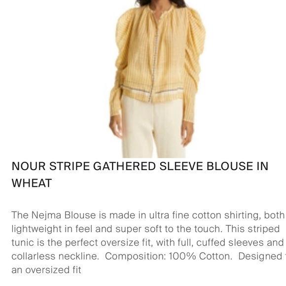 Ulla Johnson Nejma Blouse lightweight cotton yellow plaid stripe puff sleeve - Picture 9 of 12